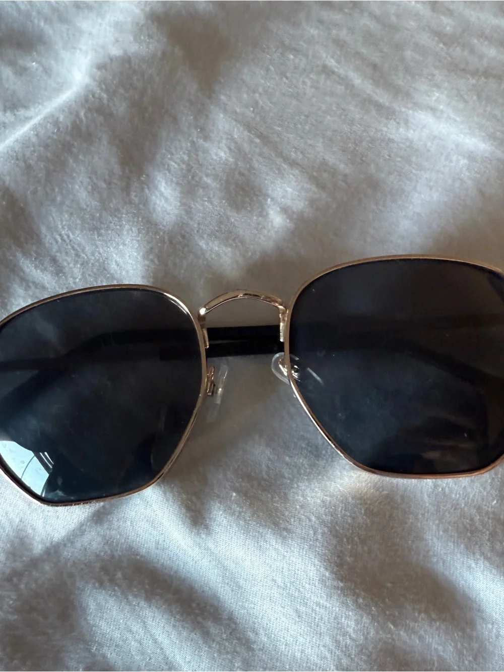 Women's Sunglasses Designer Black Lens Oversized Hexagon Celebrity Gold Frame